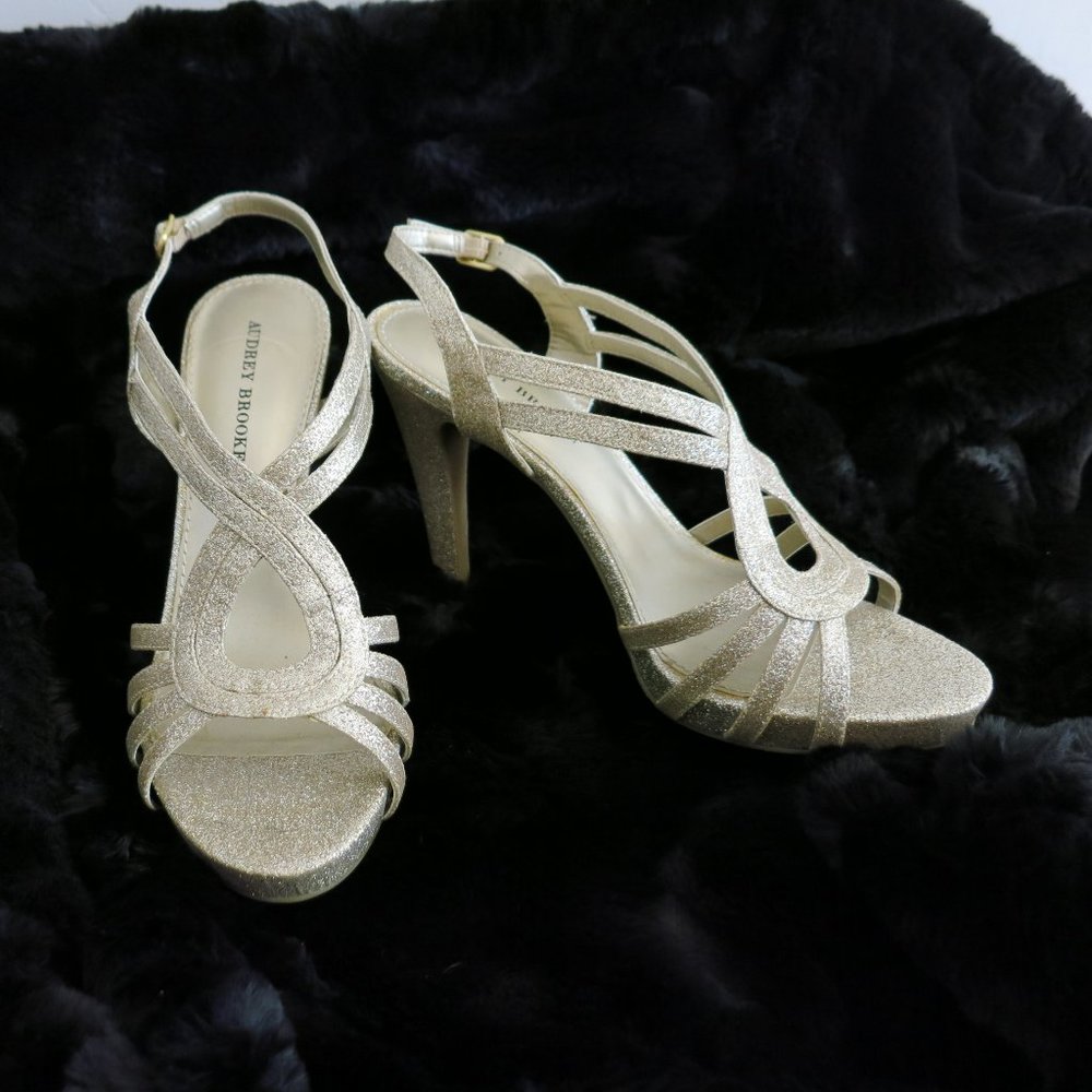 Audrey Brooke ‘Kellie’ Gold Glitter Sandals